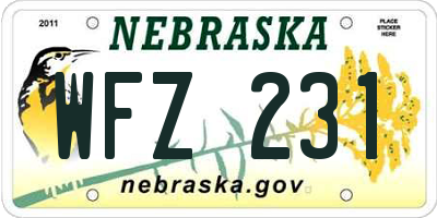 NE license plate WFZ231