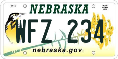 NE license plate WFZ234