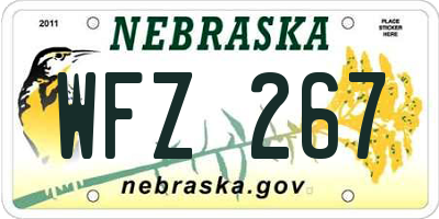 NE license plate WFZ267