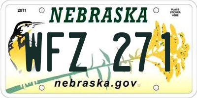 NE license plate WFZ271