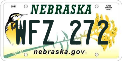 NE license plate WFZ272