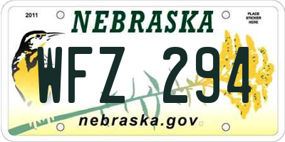 NE license plate WFZ294