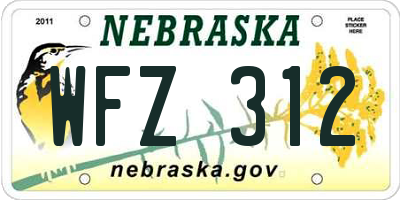 NE license plate WFZ312