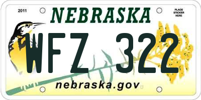 NE license plate WFZ322