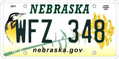 NE license plate WFZ348