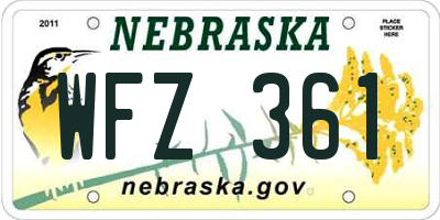 NE license plate WFZ361