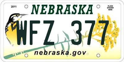 NE license plate WFZ377