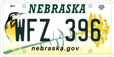 NE license plate WFZ396