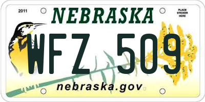 NE license plate WFZ509