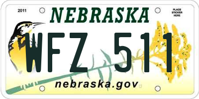NE license plate WFZ511