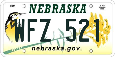 NE license plate WFZ521