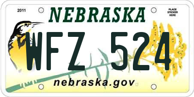 NE license plate WFZ524