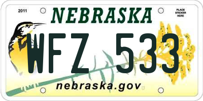 NE license plate WFZ533