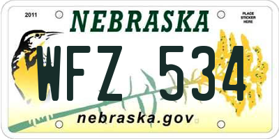NE license plate WFZ534