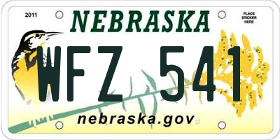 NE license plate WFZ541