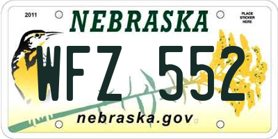 NE license plate WFZ552