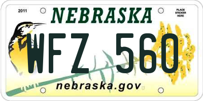 NE license plate WFZ560
