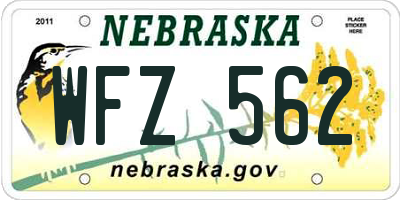 NE license plate WFZ562