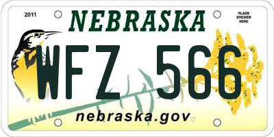 NE license plate WFZ566
