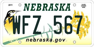 NE license plate WFZ567