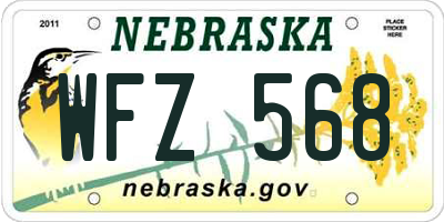 NE license plate WFZ568