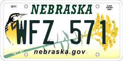 NE license plate WFZ571