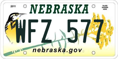 NE license plate WFZ577