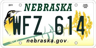 NE license plate WFZ614