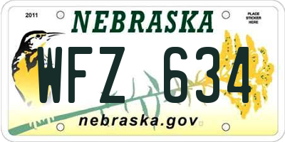 NE license plate WFZ634