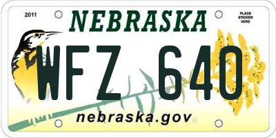 NE license plate WFZ640