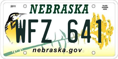NE license plate WFZ641