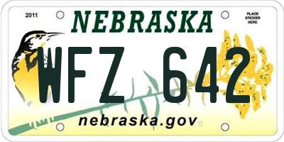 NE license plate WFZ642