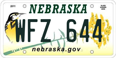 NE license plate WFZ644