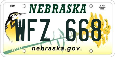 NE license plate WFZ668