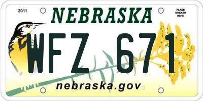 NE license plate WFZ671