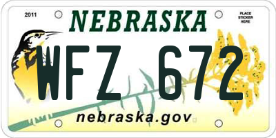 NE license plate WFZ672