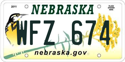 NE license plate WFZ674