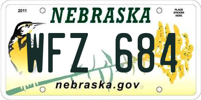 NE license plate WFZ684