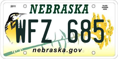 NE license plate WFZ685