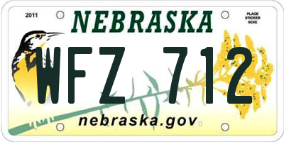 NE license plate WFZ712