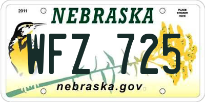 NE license plate WFZ725