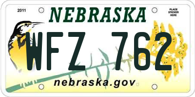 NE license plate WFZ762