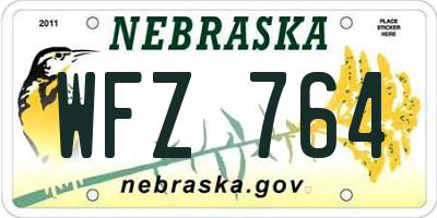NE license plate WFZ764