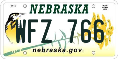 NE license plate WFZ766