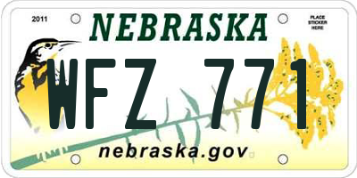 NE license plate WFZ771