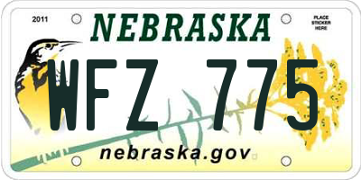 NE license plate WFZ775