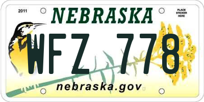 NE license plate WFZ778