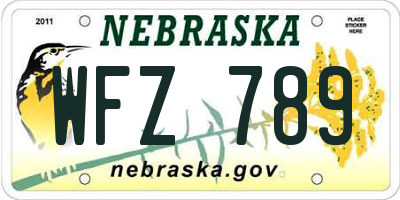 NE license plate WFZ789