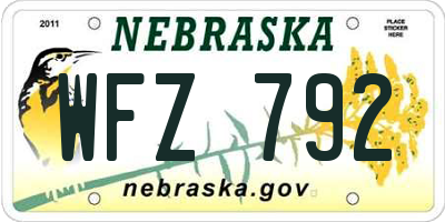 NE license plate WFZ792