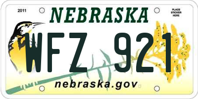 NE license plate WFZ921